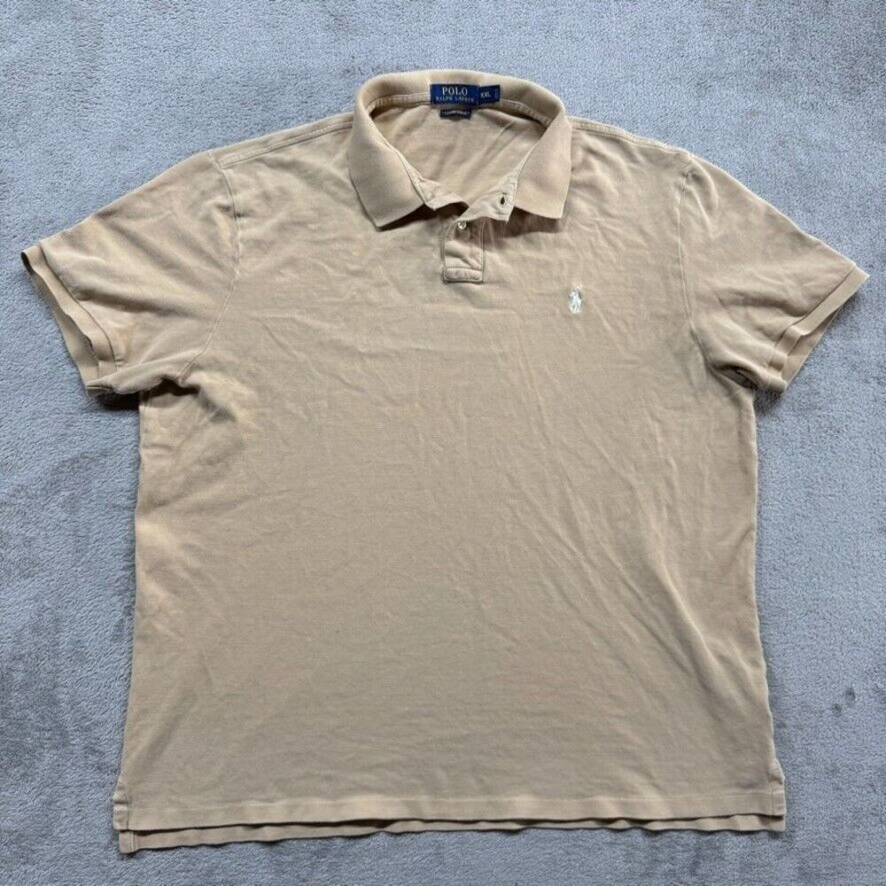 Polo Ralph Lauren Polo Shirt‎ Mens 2XL Beige Short Sleeve Collared